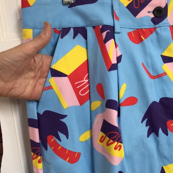 NWT Nooworks sz XXL Business Pant in snacks Food graphics blue pleated trousers - Picture 4 of 13